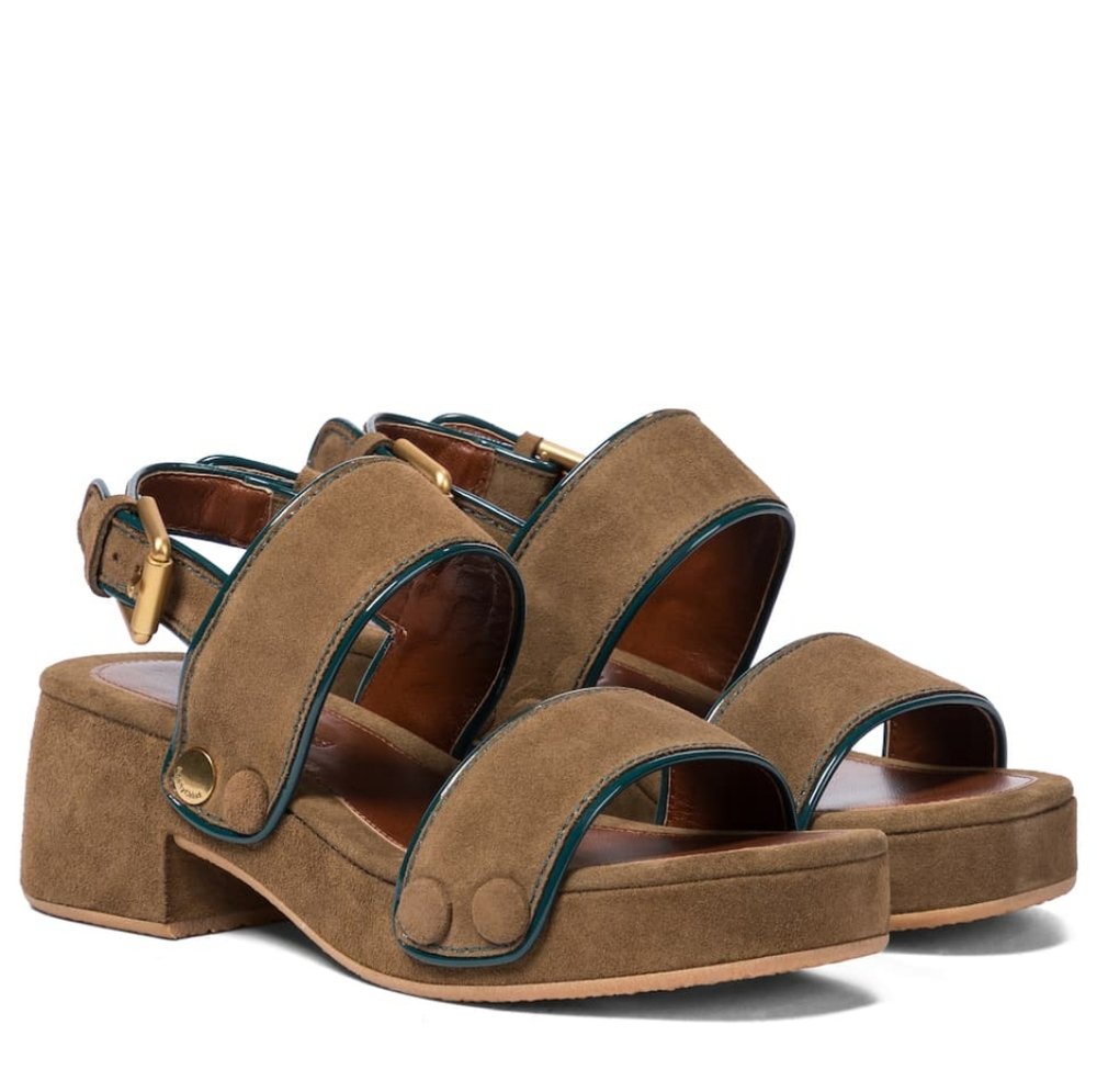 See By Chloe Brown Sandals with Gold Details